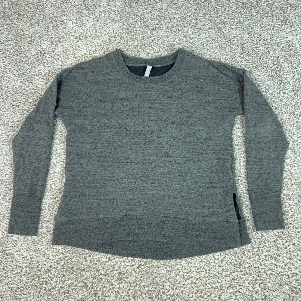 Athleta Sweatshirt Womens Large Gray Coaster Luxe Side Slit Crew Casual Lounge